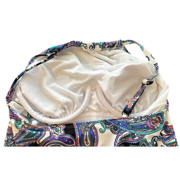 2/$15 NWT Island Escape Paisley Cali Underwire Swim Tankini Top Size 6 - Picture 7 of 10